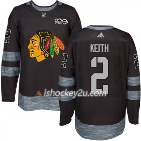 Mænd NHL Chicago Blackhawks Trøje Duncan Keith 2 1917-2017 100th Anniversary Adidas Sort Authentic